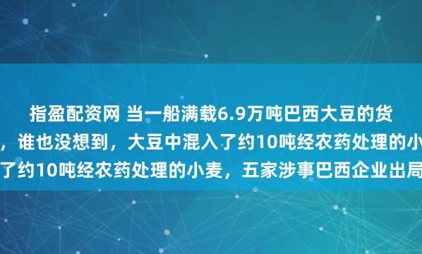 指盈配资网 当一船满载6.9万吨巴西大豆的货轮靠泊江苏泰州码头时，谁也没想到，大豆中混入了约10吨经农药处理的小麦，五家涉事巴西企业出局